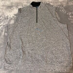 TGW Mens 2XL Heather Gray Quarter Zip Performance Golf Vest Pullover 4622